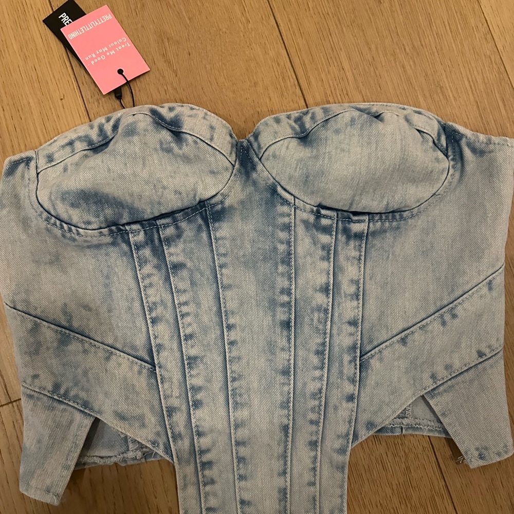 PrettyLittleThing Denim Top Corset NWT